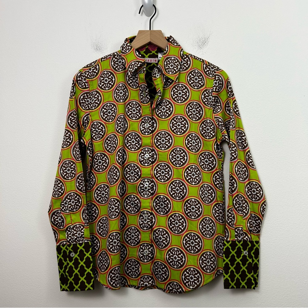 Tizzie Button Up All Over Medallion Print Shirt Womens Size S - Picture 1 of 9